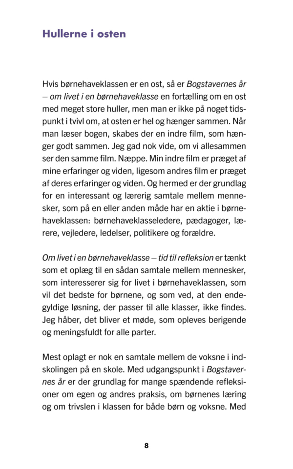 Om livet i en børnehaveklasse – tid til refleksion side 8